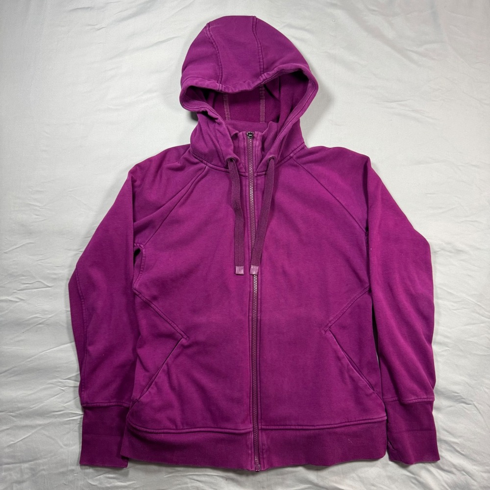 Athleta Triumph Hoodie Womens L Purple Plum Full Zip Sweatshirt Athleisure Gym